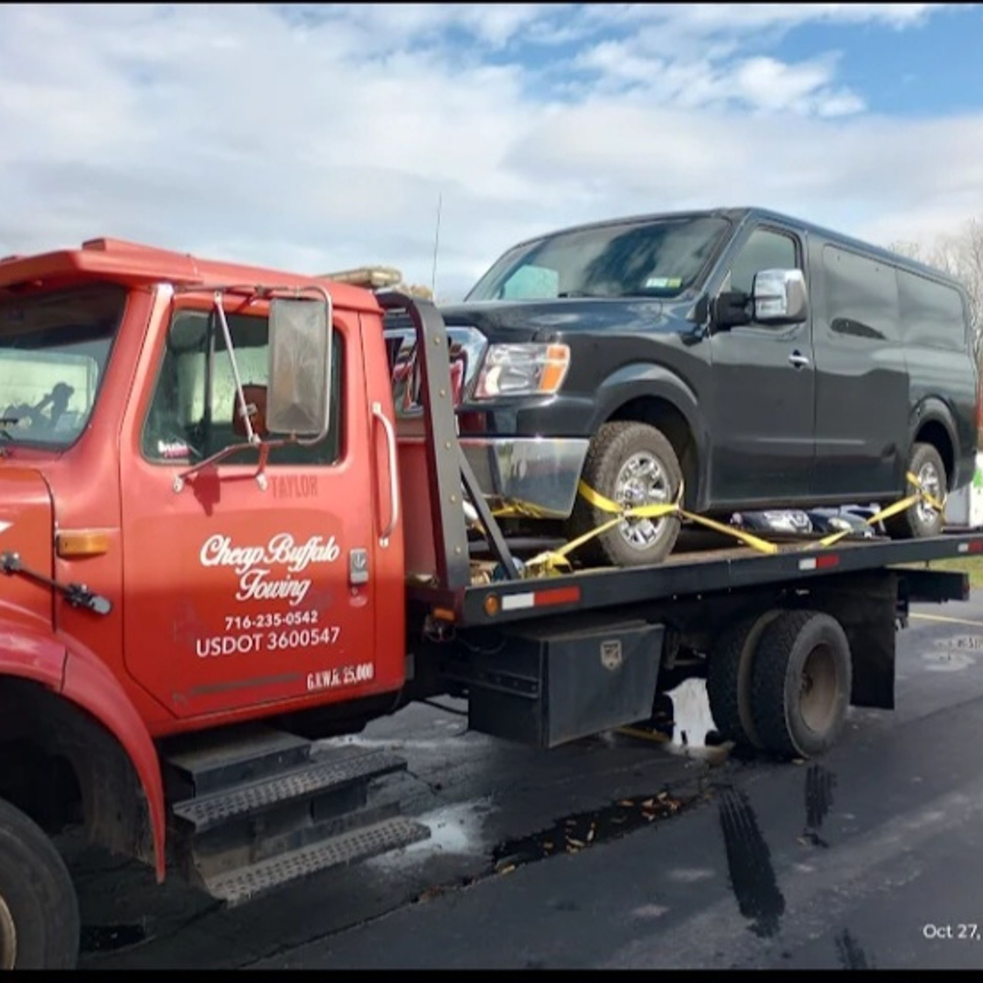 Pickup on the deck by Cheap Buffalo Towing, Depew